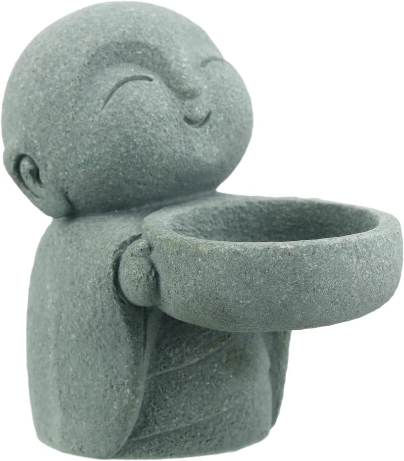 Landical Buddha Sandstone Statues, Zen Monk Praying Statue Sculptures Ornament for Wealth Good Luck Feng Shui Decor Home Office Car Decoration(Jizo Monk) - Image 1